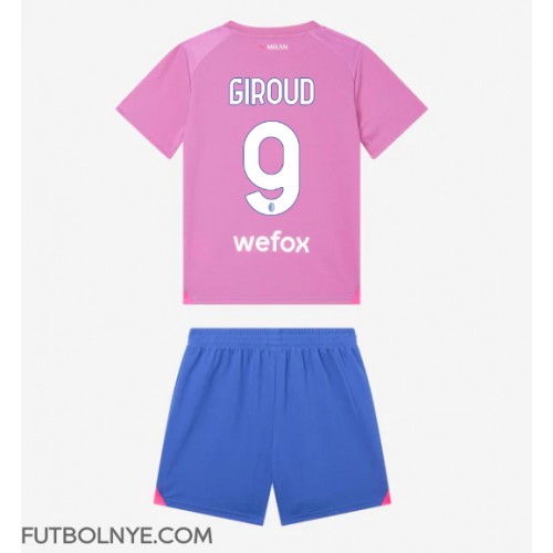 Camiseta AC Milan Olivier Giroud #9 Tercera Equipación para niños 2023-24 manga corta (+ pantalones cortos)
